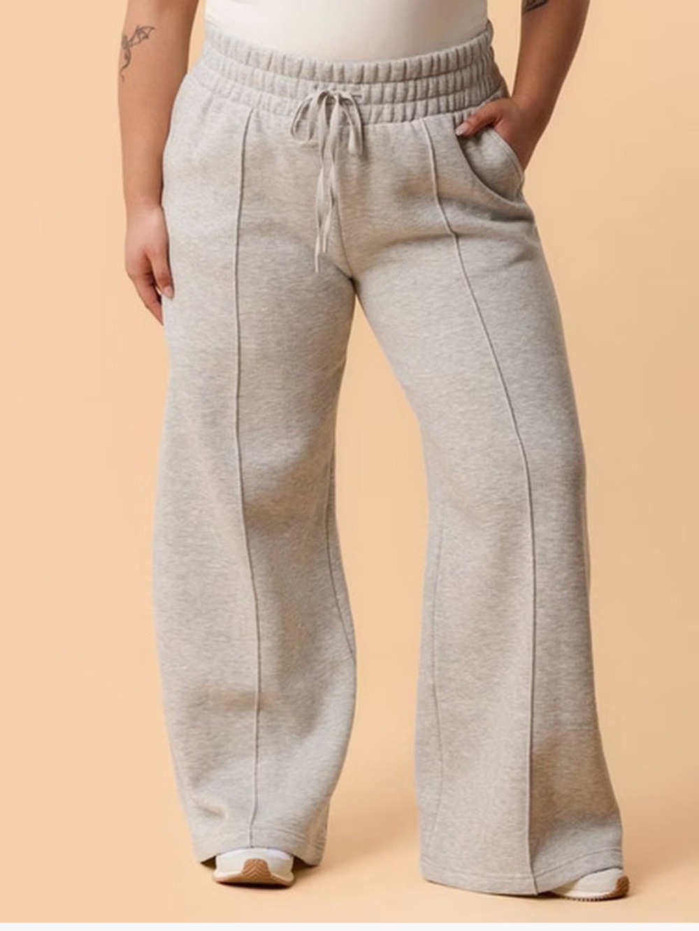 Blogilates Travel Trouser High-Rise Wide Leg Sweatpants 1X Heathered Gray